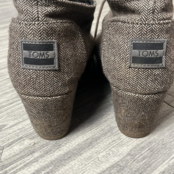 Tom’s Wedge Herringbone Brown Lace up Size 8.5 - Picture 3 of 6